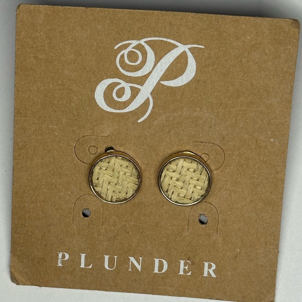 Plunder Gold and Tan Woven Earrings